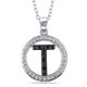 Miadora Pendentif initial "T" avec accent de diamants noirs en argent sterling, 18 pouces en longueur – image 1 sur 3