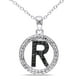 Miadora Pendentif initial "R" avec accent de diamants noirs en argent sterling, 18 pouces en longueur – image 1 sur 3
