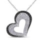 Miadora Pendentif en forme de cœur avec diamants noirs et blancs ronds 0.50 ct TW en argent sterling, 18 pouces en longueur – image 1 sur 3