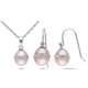 Tangelo Ensemble de pendentif et boucles d'oreilles avec perles d'eau douce roses de culture en forme de riz 8.5-9 mm en argent sterling, 18 pouces en longueur – image 1 sur 3