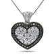 Pendentif à loquet en forme de cœur Asteria avec diamants noirs en argent sterling, 18 pouces en longueur – image 1 sur 3