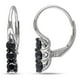 Miadora Boucles d'oreilles à trois pierres avec diamants noirs de coupe ronde 0.75 ct TW en or blancs 10k, fermoirs dormeuses – image 1 sur 3