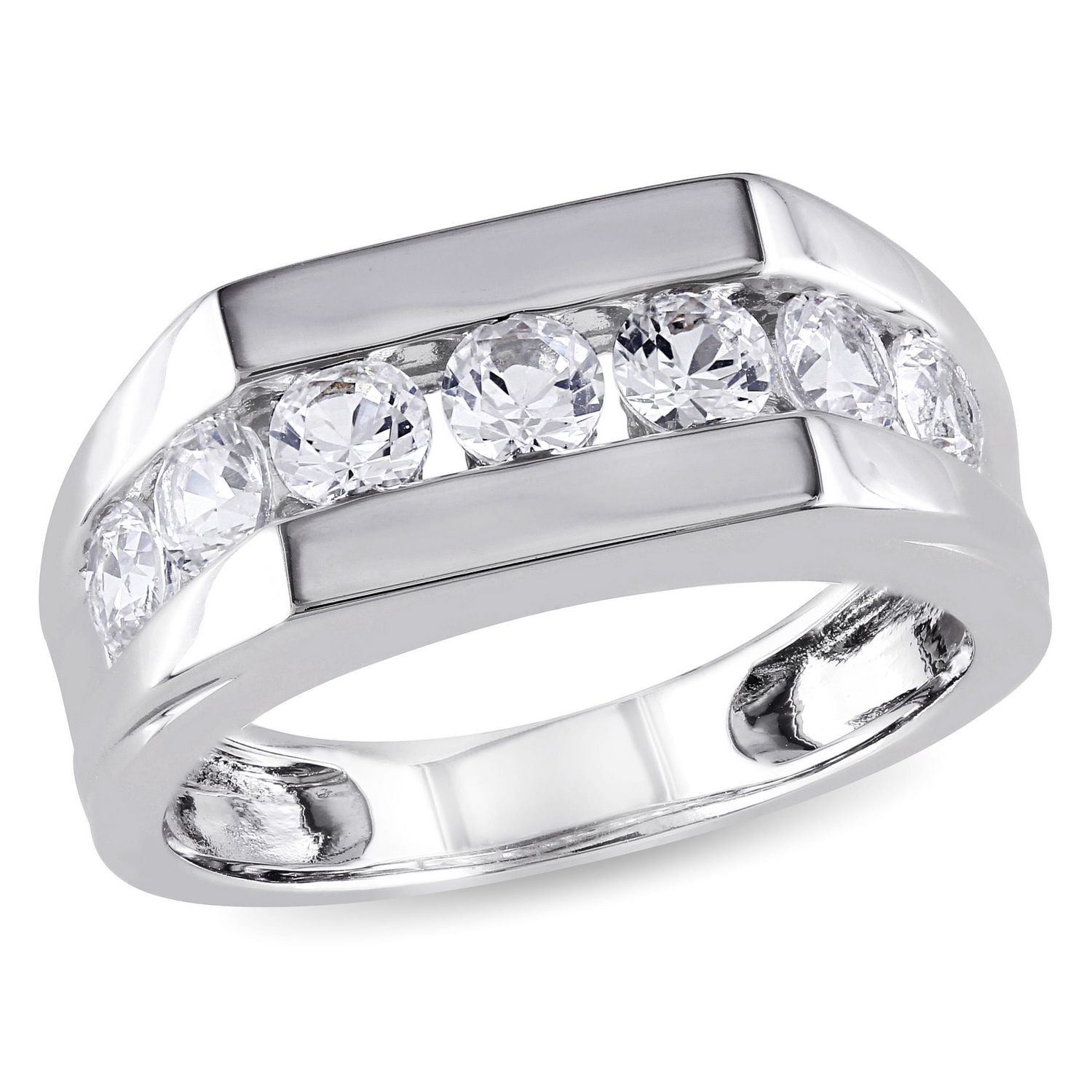 Miabella 1.20 Carat T.G.W. Created White Sapphire Sterling Silver Men's Fashion Ring