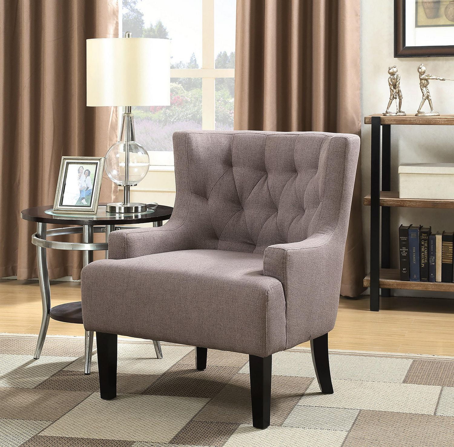 Topline Home Furnishings Grey Linen Accent Chair Walmart Canada