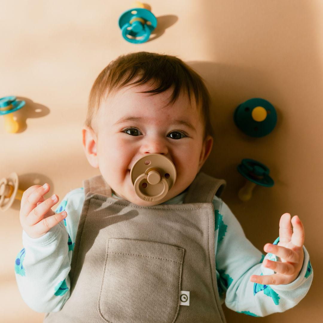 BIBS Pacifiers | Natural Rubber Baby Pacifier | Set of 2 BPA-Free Soothers | Made in Denmark | Black GLOW/Vanilla GLOW | Size 6-18 Months, BIBS Pacifiers – 2 Pack | Black GLOW/Vanilla GLOW