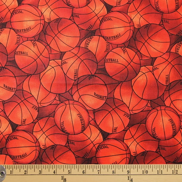 Tissu au mètre en coton Fabric Creations à motif des packed basketballs