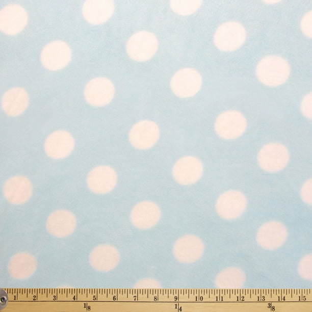 Tissu au mètre en molleton Fabric Creations à motif de bleu avec points joyeux blanc