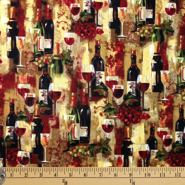 Tissu au mètre - Popeline de coton Fabric Creations - Wine Splendor