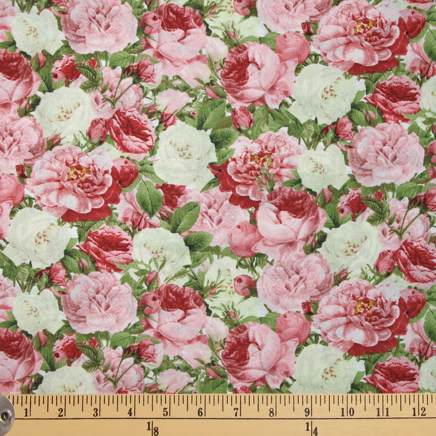 Fabric Creations Vintage Rose Bouquet Cotton Fabric By The Metre   6000198051210 