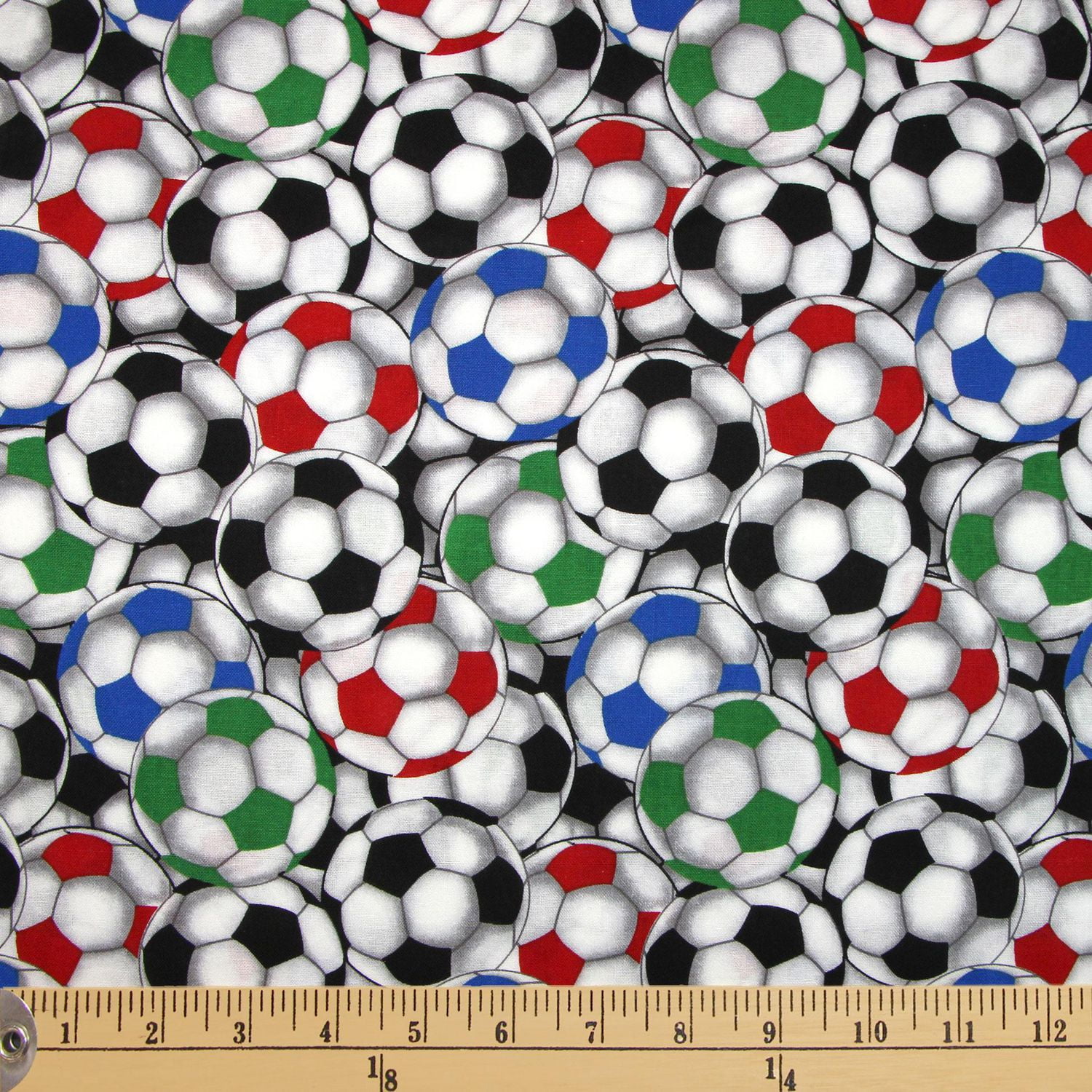 Fabric Creations Packed Soccer Balls Cotton Fabric by The Metre