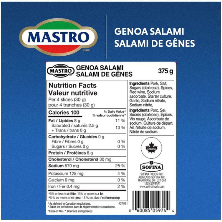Mastro® Genoa Salami Mild, Sliced Dry-Cured, Family Pack, 375 g