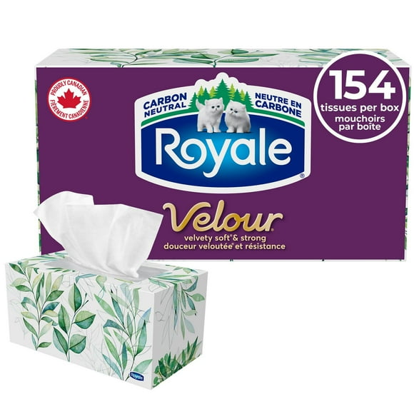Royale Velour Facial Tissue, 1 Flat Boxes, 154 Tissues per box, 3-Ply, 154 Tissues