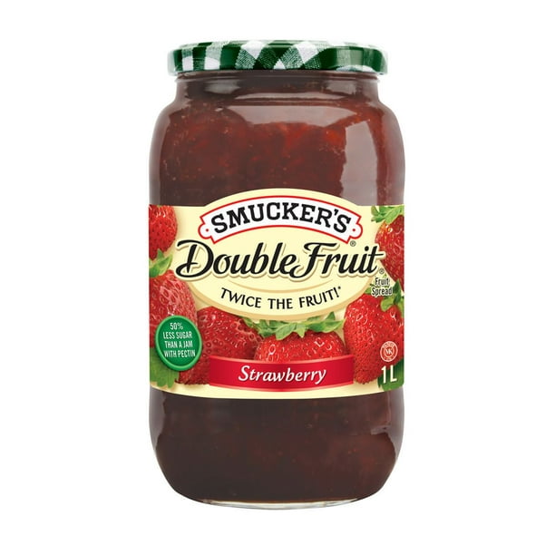 Tartinade de fruits Smucker's® Double Fruit® aux fraises Lorsque vous n’avez jamais assez de ce goût de fruits, essayez les tartinades de fruits Smucker’s Double Fruit 1 L