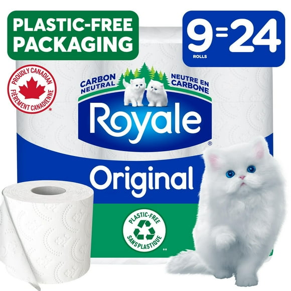 Royale Original Recyclable Paper Pack, 9 Equal 24 Toilet Paper Rolls, 2-Ply, 327 Sheets a Roll