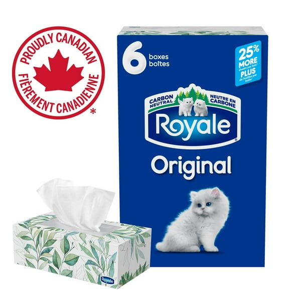 Royale Original Facial Tissue, 6 Flat Boxes, 126 Tissues per box, 2-Ply, 756 Tissues