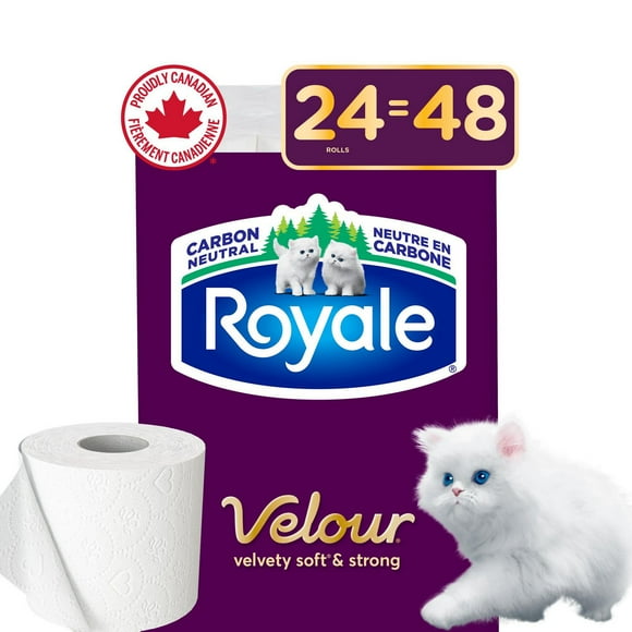 Royale Velour Toilet Paper, 24 Equal 48 Bathroom tissue rolls, 2-Ply, 142 Sheets a Roll