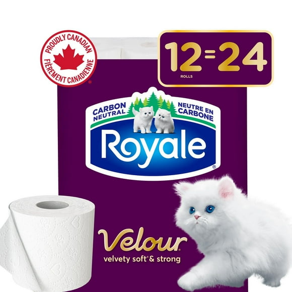 Royale Velour Toilet Paper, 12 Equal 24 Bathroom tissue rolls, 2-Ply, 142 Sheets a Roll