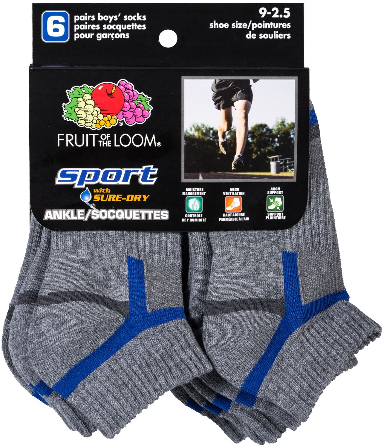 Fruit of the Loom Boys' 6Pack Sport Medium Ankle Socks Walmart Canada