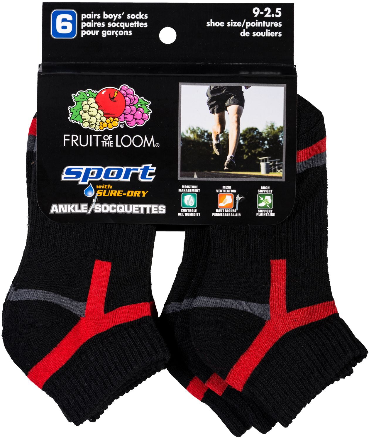 Fruit of the Loom Boys' 6Pack Sport Medium Ankle Socks Walmart Canada