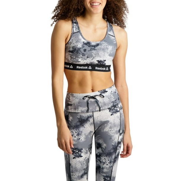 Reebok Womens Fearless Splatter Print Sports Bra with Removable Cups,  Sizes S-XXL 