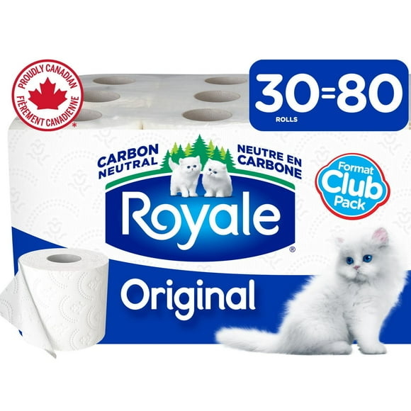 Royale Original Toilet Paper, 30 Equal 80 Bathroom tissue rolls, 2-Ply, 323 Sheets a Roll