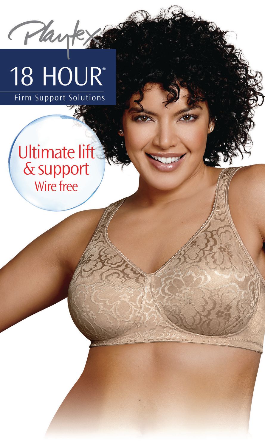 Playtex 18Hr Lift And Support Wirefree Bra, Size 36B - 46DD 