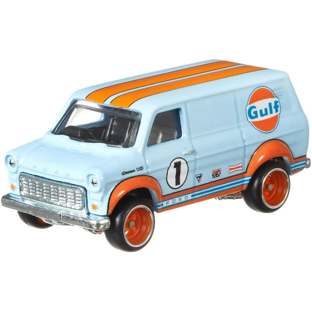 Hot Wheels 2018 Cargo Carriers Ford Transit Super Van Die-Cast Car - Light Blue Gulf Livery