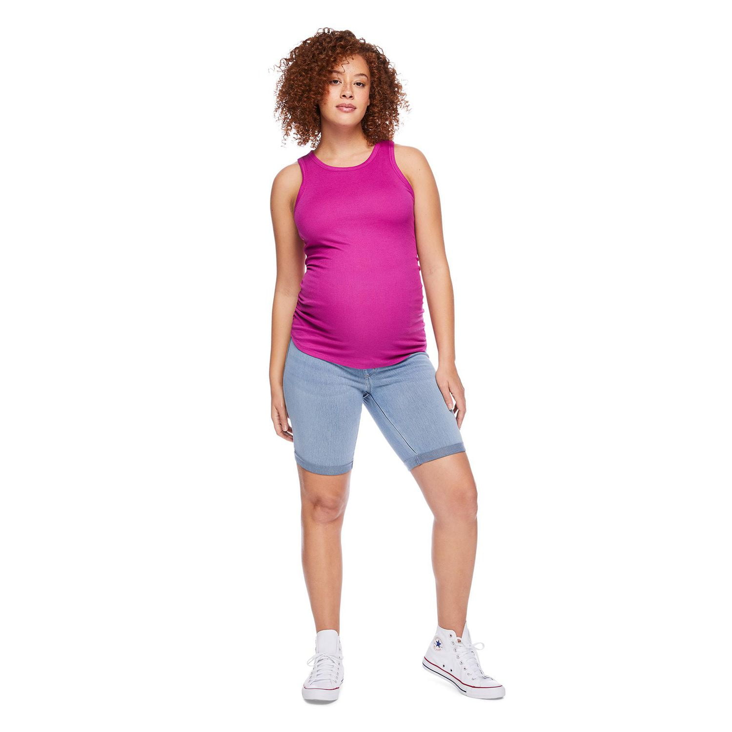 Paisley Sky Maternity Rib Halter Racer Tank