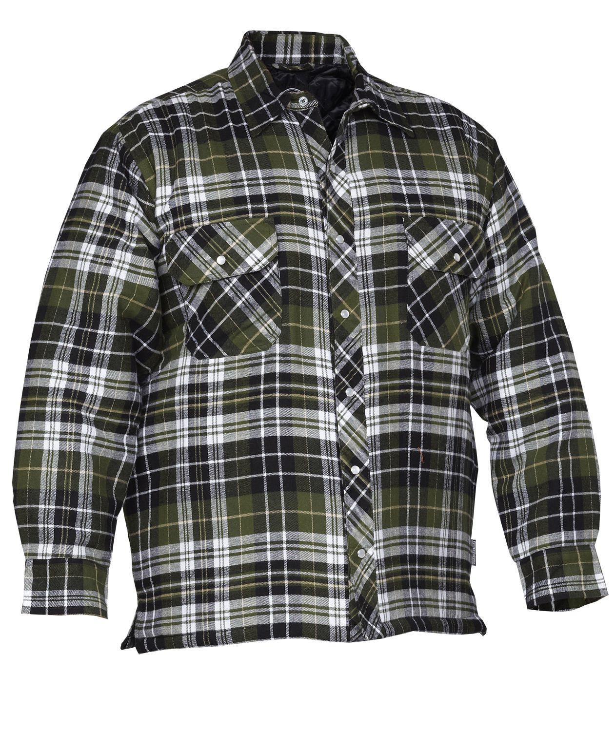  FORCEFIELD Hi-Vis Orange Plaid Quilted Flannel Shirt