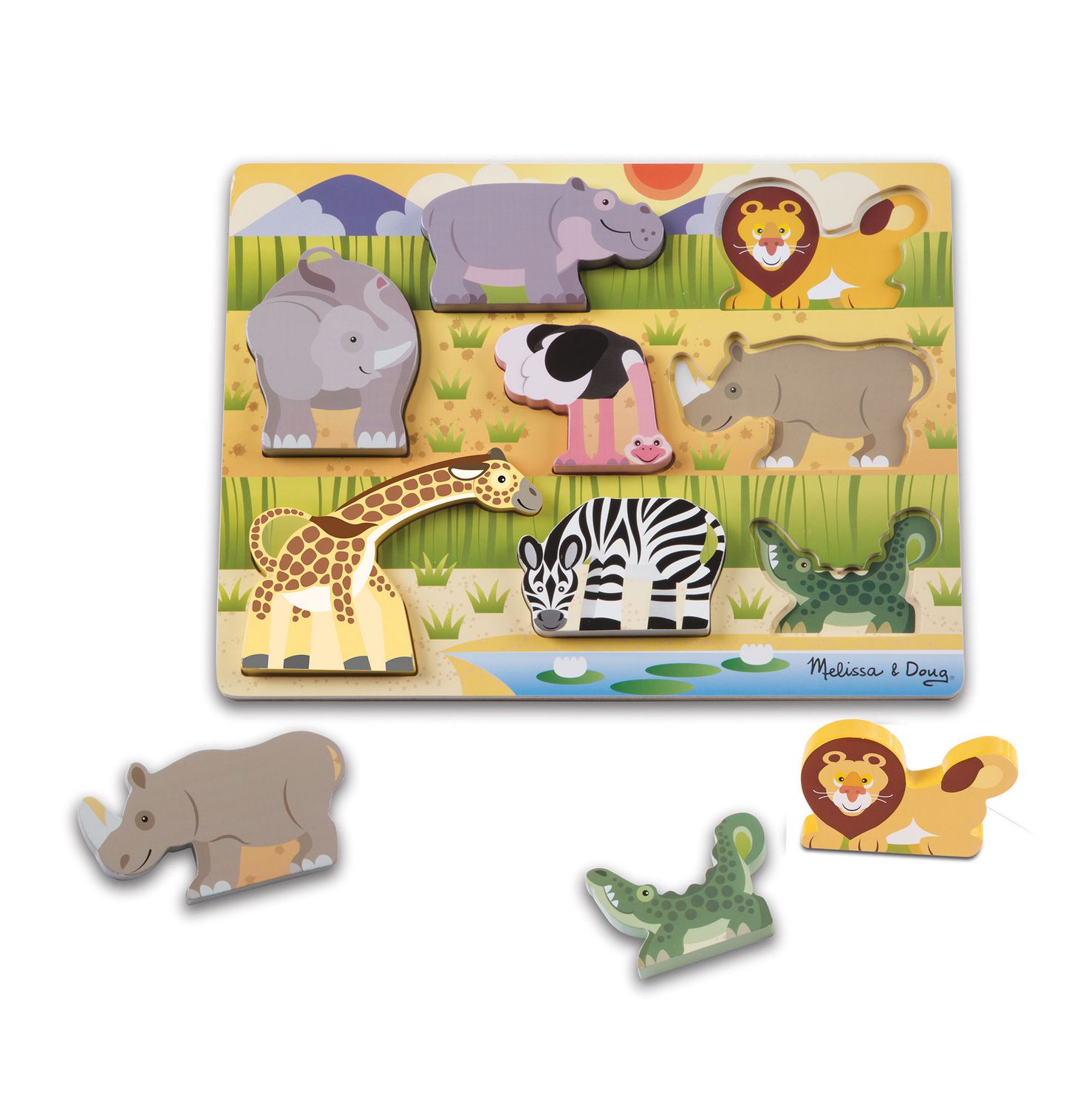 Melissa & Doug Wooden 8-Piece Safari Friends Chunky Puzzle | Walmart Canada