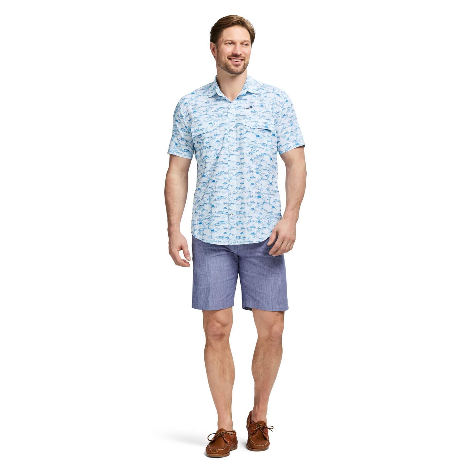 IZOD S/S Sunshield Woven Printed Shirt