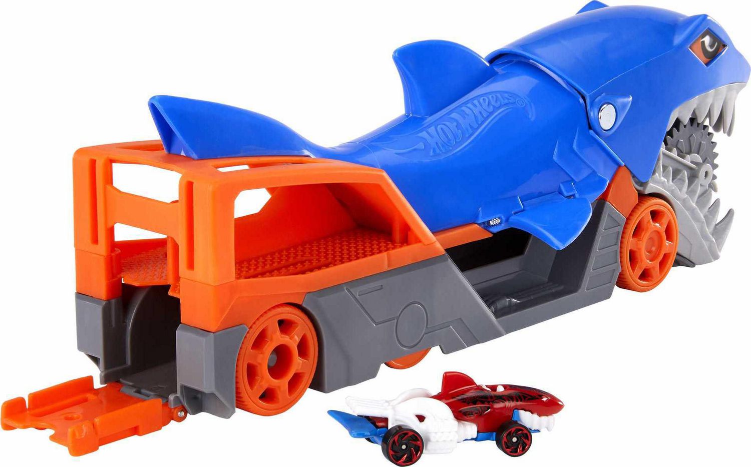 Hot Wheels Shark Chomp Transporter Playset with One 1:64 Scale Car