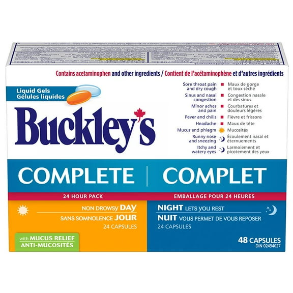 Buckley's Complete 24-Hour Pack Liquid Gels with Mucus Relief, 48 Count