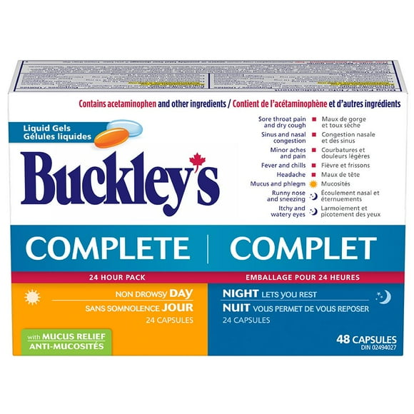 Buckley's Complete 24-Hour Pack Liquid Gels with Mucus Relief, 48 Count, 48 Count