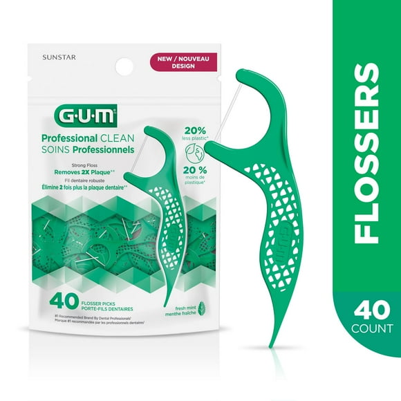 GUM® Professional Clean Flossers, Fresh Mint Flavour, 40 Count