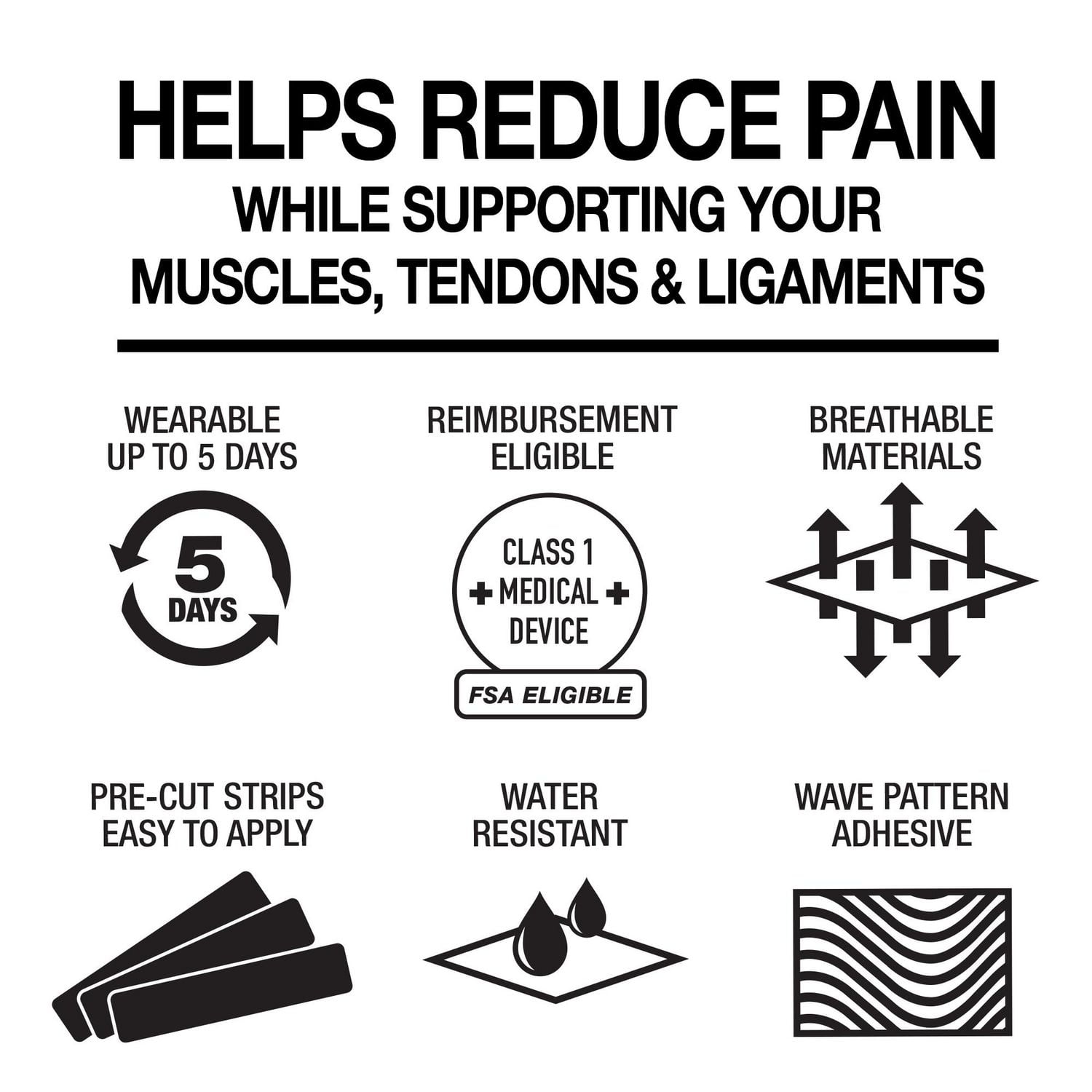 Ruban thérapeutique de kinésiologie Mueller Typhoon, 20 bandes en I prédécoupées, beige