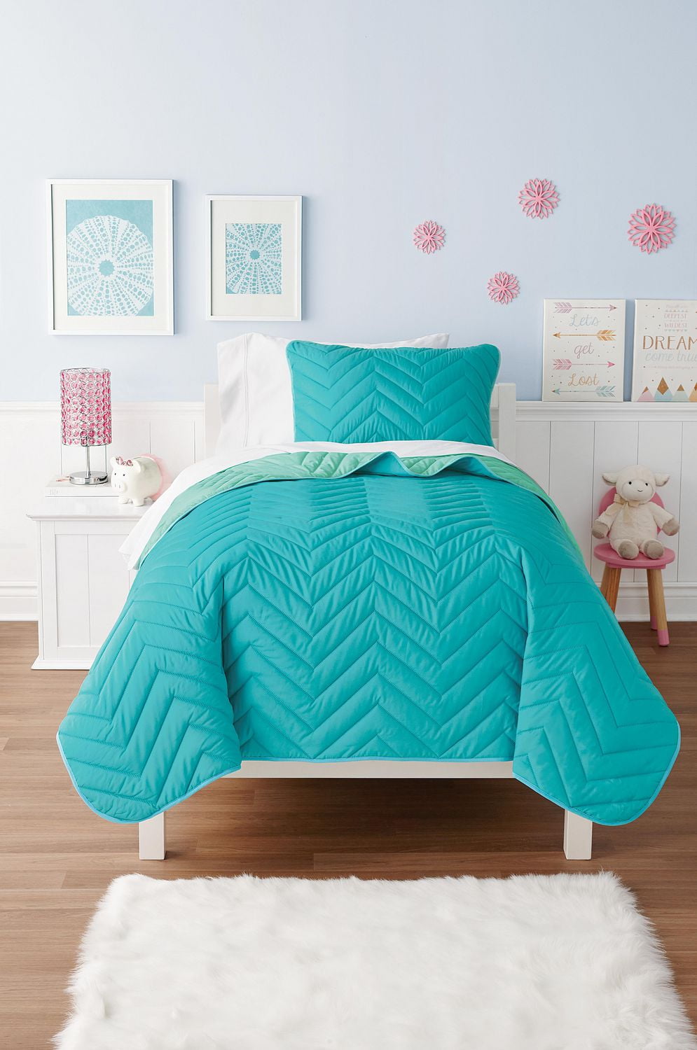 Mainstays Kids Blue Chevron Reversible Quilt Set | Walmart Canada