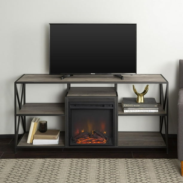 Manor Park Modern Industrial Fireplace TV Stand for TV's up to 66
