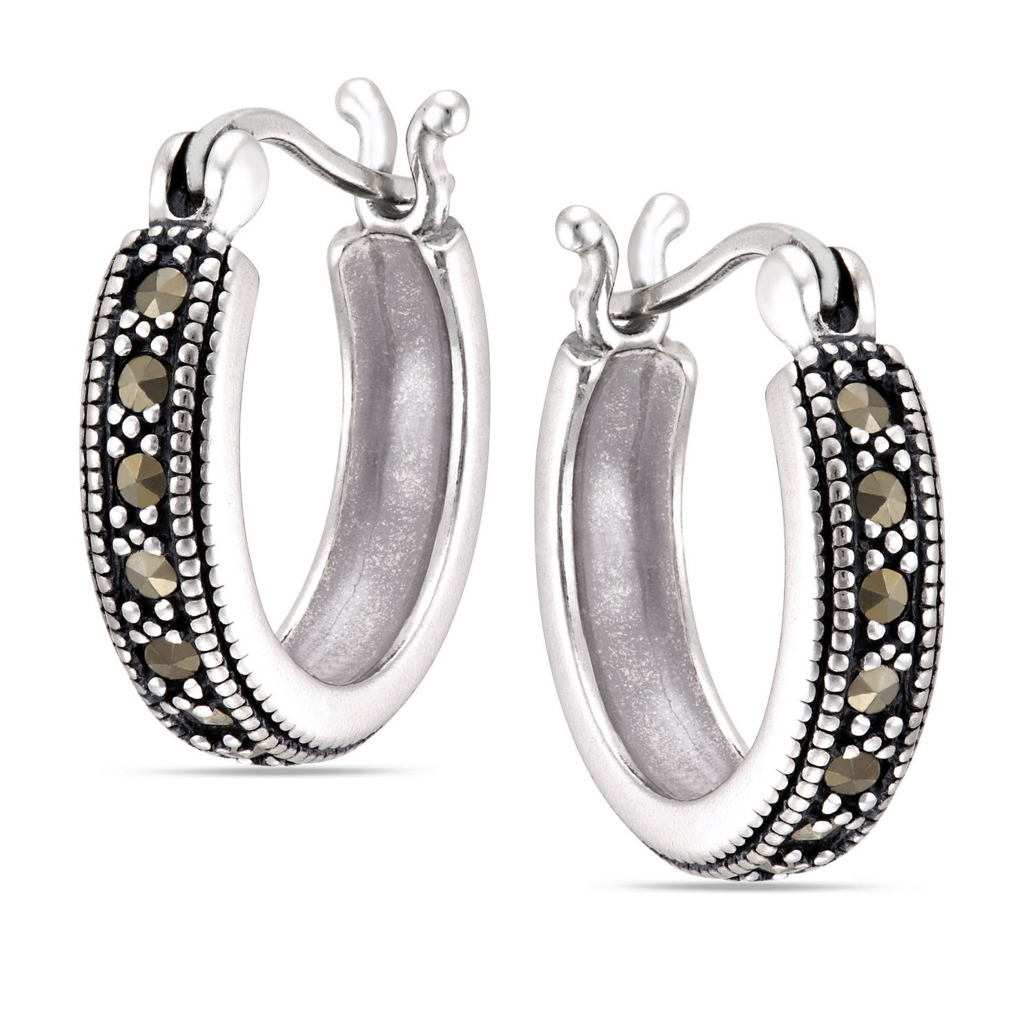 Sterling Silver Marcasite Hoop Earring | Walmart Canada