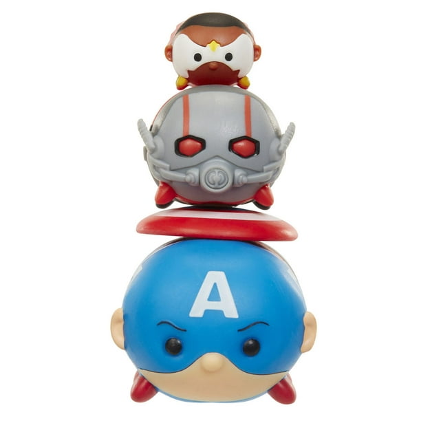 Figurines articulées 3 personnages Capitaine America/Homme-fourmi/Flacon Tsum Tsum de la série 1 par Marvel