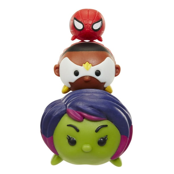 Figurines articulées 3 personnages Gamora/Falcon/Spiderman Tsum Tsum de la série 1 par Marvel
