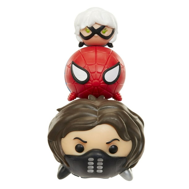 Figurines articulées 3 personnages Soldat de l’hiver/Spiderman/Chatte Noire Tsum Tsum de la série 1 par Marvel