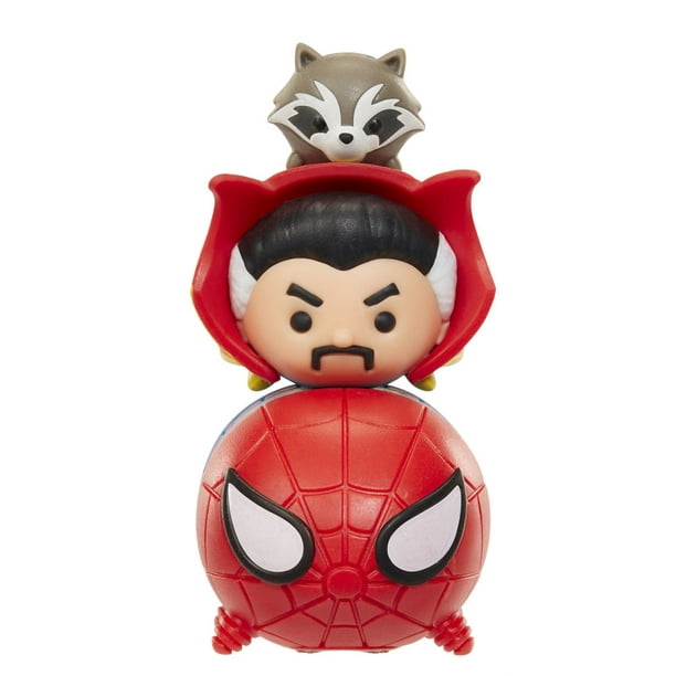 Figurines articulées 3 personnages Spiderman/Dr. Strange/Rocket Tsum Tsum de la série 1 par Marvel