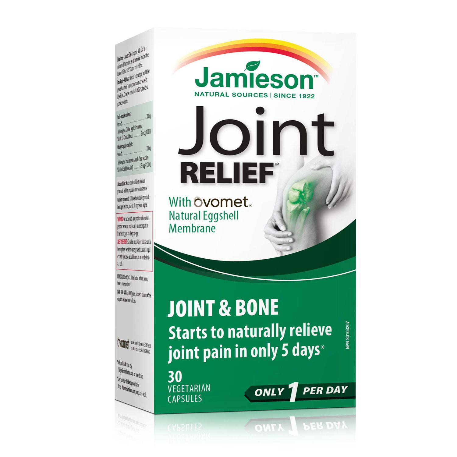 Jamieson Joint Relief Capsules, Natural Eggshell Membrane, Clinically Studied Ingredients, with Vitamin D. Supports Bone Health, Stiffness, and Provides Joint Pain Relief in 5 Days, Non-GMO, Gluten-Free, 30 Count, Proudly Canadian, 30 capsules