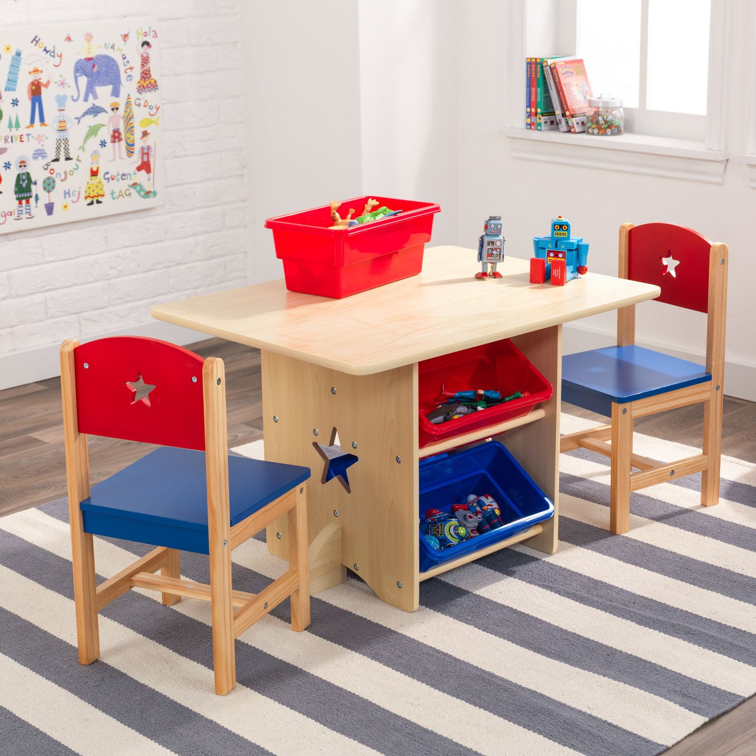 Kidkraft table and 2025 chairs with storage