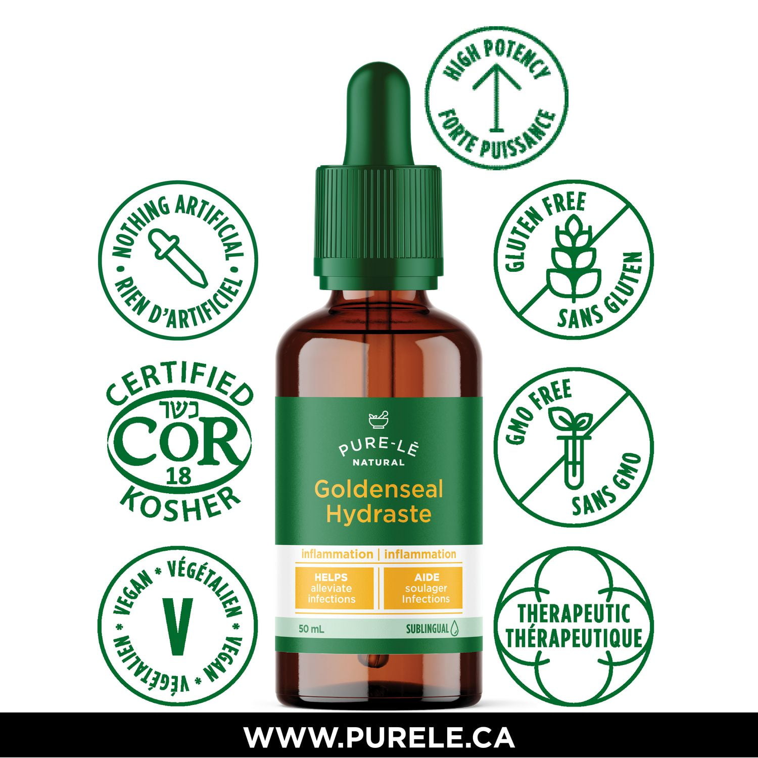Extrait de racine d'hydraste du Canada Pure-lē Natural