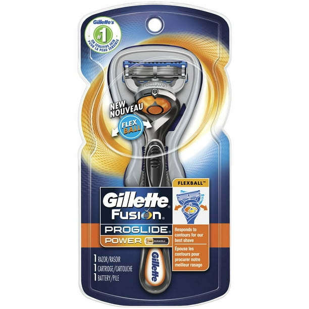 Rasoir à pile pour hommes avec manche doté de la technologie FlexBall Fusion ProGlide de Gillette 1 rasoir, 1 cartouche et 1 pile