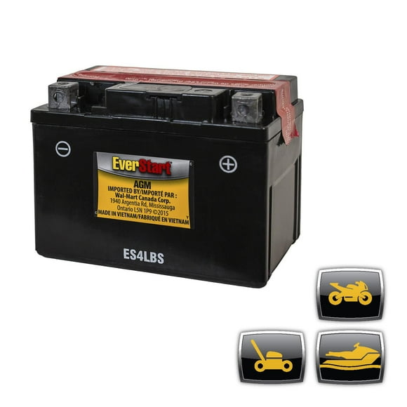 EverStart POWERSPORT ES4LBS, 12 Volt, Power Sports Battery, 50 CCA, Everstart, Power Sports Battery