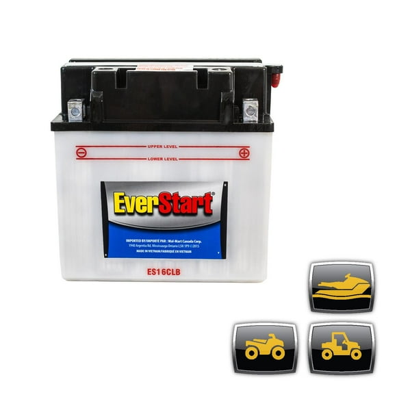EverStart POWERSPORT ES16CLB, 12 Volt, Power Sports Battery, 240 CCA, Everstart, Power Sports Battery