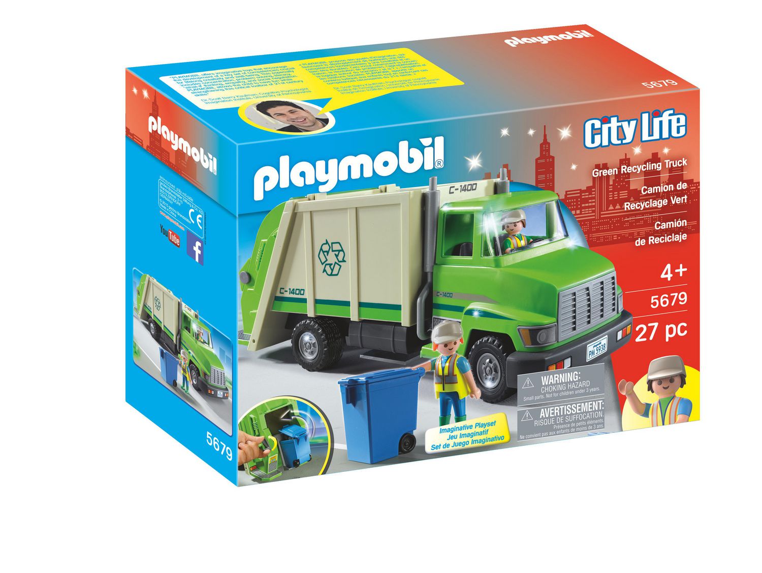 PLAYMOBIL Camion de recyclage vert 5679 jeu complet 